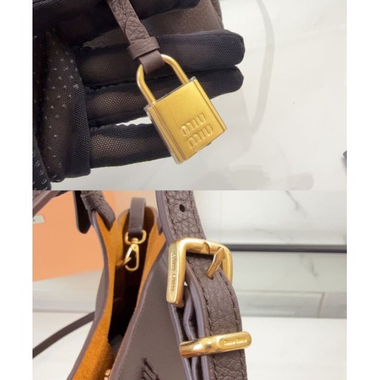 Premium Replica Miu Miu Hobo tote handbag 5BA304 Coffee At Cheap Price
