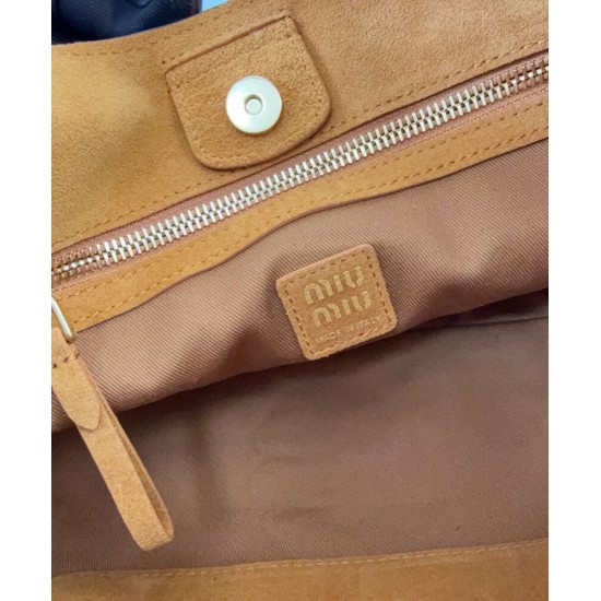 Premium Replica Miu Miu Hobo tote handbag 5BA304 Coffee At Cheap Price