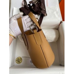 Premium Replica Handmade Hermes The Loop 18 tote bag brown Clemence At Cheap Price