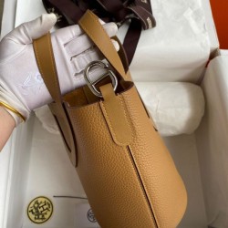 Premium Replica Handmade Hermes The Loop 18 tote bag brown Clemence At Cheap Price