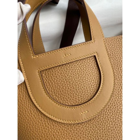 Fake Handmade Hermes The Loop 18 tote bag brown Clemence Knockoff Clone Sale Online Premium Replica Handmade Hermes The Loop 18 tote bag brown Clemence At Cheap Price