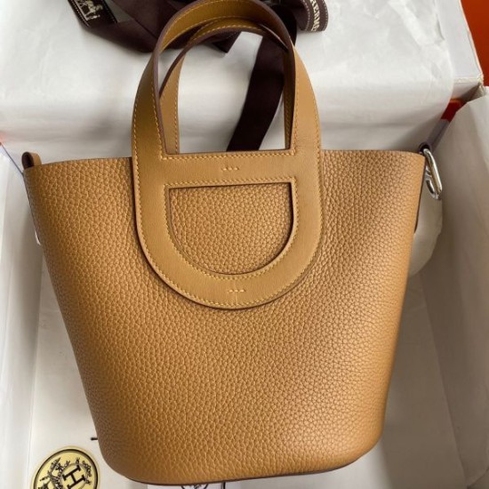 Fake Handmade Hermes The Loop 18 tote bag brown Clemence Knockoff Clone Sale Online Premium Replica Handmade Hermes The Loop 18 tote bag brown Clemence At Cheap Price
