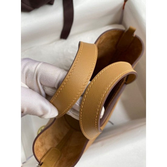 Fake Handmade Hermes The Loop 18 tote bag brown Clemence Knockoff Clone Sale Online Premium Replica Handmade Hermes The Loop 18 tote bag brown Clemence At Cheap Price
