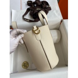 Premium Replica Handmade Hermes The Loop 18 Tote Bag Beige Clemence At Cheap Price
