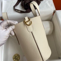 Premium Replica Handmade Hermes The Loop 18 Tote Bag Beige Clemence At Cheap Price