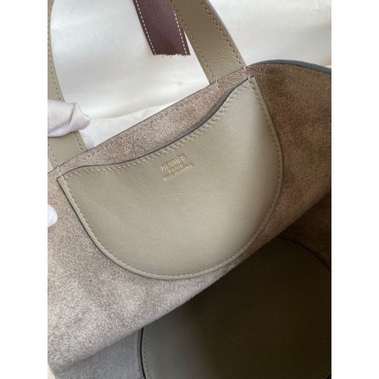Premium Replica Hermes The Loop 18 tote bag gray Clemence At Cheap Price