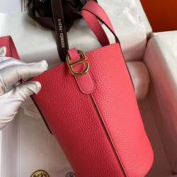 Premium Replica Handmade Hermes The Loop 18 Tote Bag Pink Clemence At Cheap Price