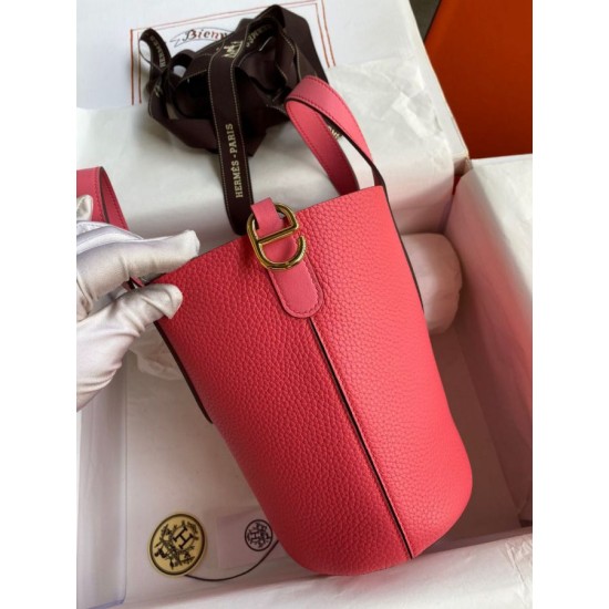 Premium Replica Handmade Hermes The Loop 18 Tote Bag Pink Clemence At Cheap Price