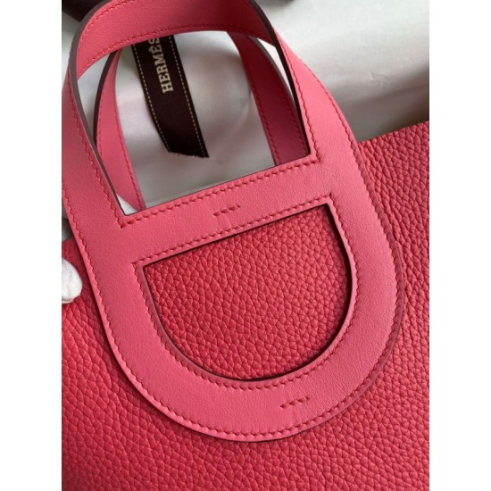 Premium Replica Handmade Hermes The Loop 18 Tote Bag Pink Clemence At Cheap Price