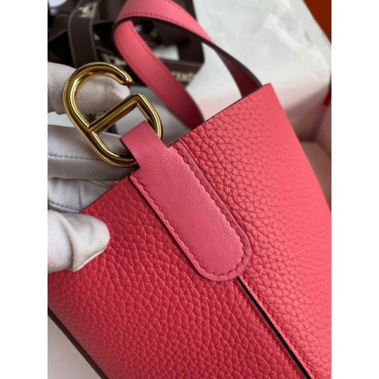 Premium Replica Handmade Hermes The Loop 18 Tote Bag Pink Clemence At Cheap Price