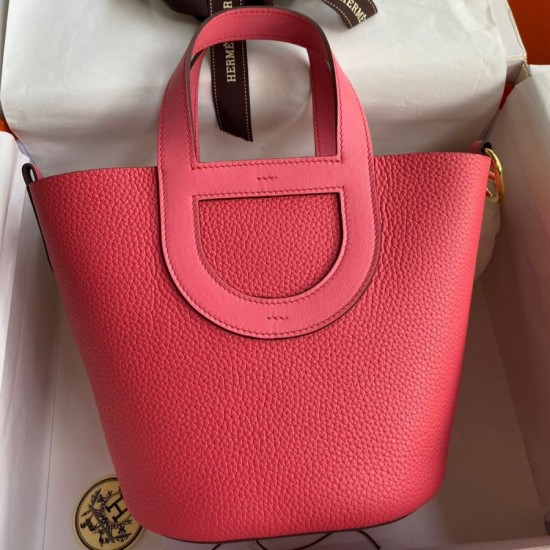 Premium Replica Handmade Hermes The Loop 18 Tote Bag Pink Clemence At Cheap Price