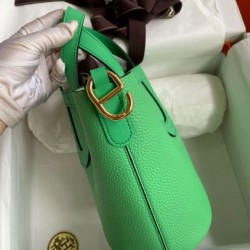 Premium Replica Handmade Hermes The Loop 18 Tote Bag Green Clemence At Cheap Price
