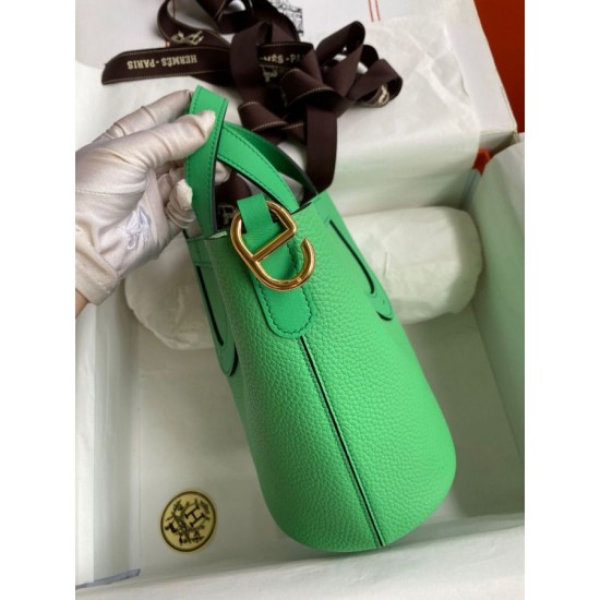 Premium Replica Handmade Hermes The Loop 18 Tote Bag Green Clemence At Cheap Price