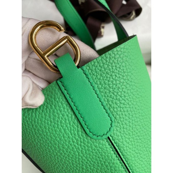 Premium Replica Handmade Hermes The Loop 18 Tote Bag Green Clemence At Cheap Price