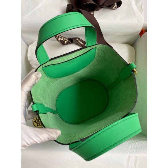 Premium Replica Handmade Hermes The Loop 18 Tote Bag Green Clemence At Cheap Price