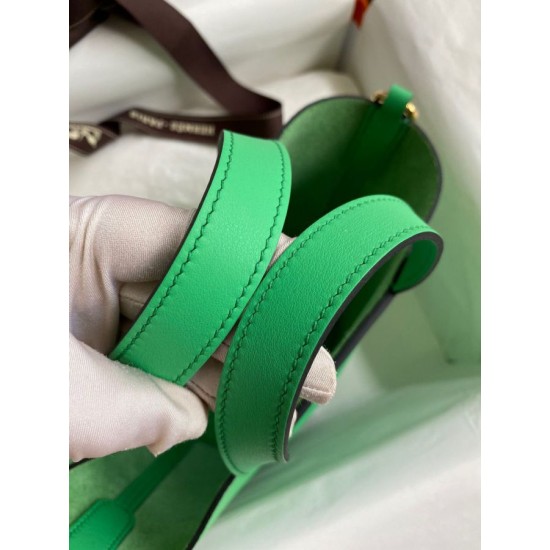 Premium Replica Handmade Hermes The Loop 18 Tote Bag Green Clemence At Cheap Price