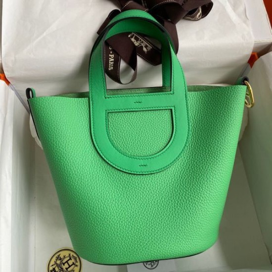 Premium Replica Handmade Hermes The Loop 18 Tote Bag Green Clemence At Cheap Price
