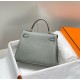 Premium Replica Hermes Sellier Kelly 25cm Epsom Bag Light Gray At Cheap Price