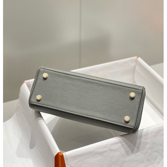 Premium Replica Hermes Sellier Kelly 25cm Epsom Bag Light Gray At Cheap Price