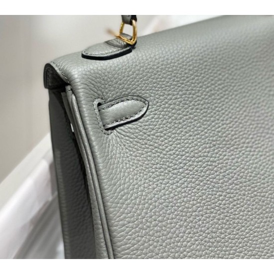 Premium Replica Hermes Sellier Kelly 25cm Epsom Bag Light Gray At Cheap Price