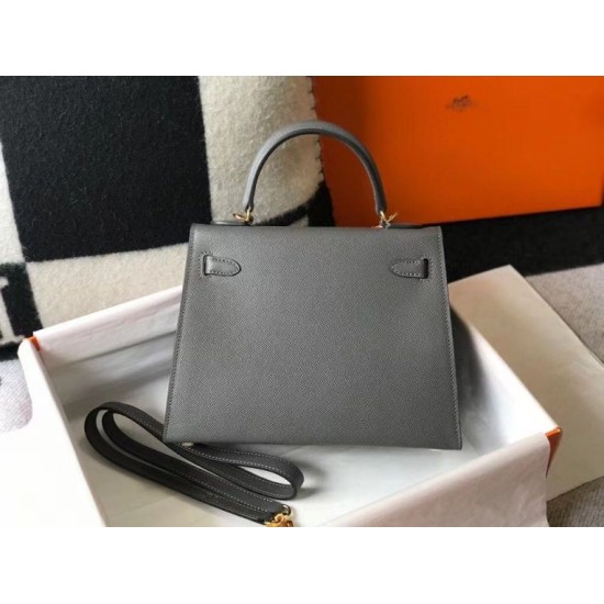 Fake Hermes Sellier Kelly 25cm Epsom Bag Dark Gray Knockoff Clone Sale Online Premium Replica Hermes Sellier Kelly 25cm Epsom Bag Dark Gray At Cheap Price