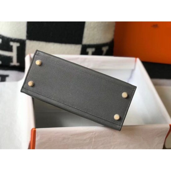 Fake Hermes Sellier Kelly 25cm Epsom Bag Dark Gray Knockoff Clone Sale Online Premium Replica Hermes Sellier Kelly 25cm Epsom Bag Dark Gray At Cheap Price