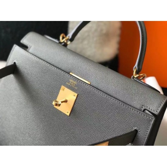 Fake Hermes Sellier Kelly 25cm Epsom Bag Dark Gray Knockoff Clone Sale Online Premium Replica Hermes Sellier Kelly 25cm Epsom Bag Dark Gray At Cheap Price