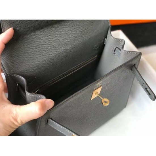 Fake Hermes Sellier Kelly 25cm Epsom Bag Dark Gray Knockoff Clone Sale Online Premium Replica Hermes Sellier Kelly 25cm Epsom Bag Dark Gray At Cheap Price