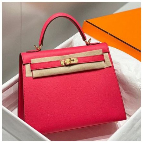 Fake Hermes Sellier Kelly 25cm Epsom Bag Rose Red Knockoff Clone Sale Online Premium Replica Hermes Sellier Kelly 25cm Epsom Bag Rose Red At Cheap Price