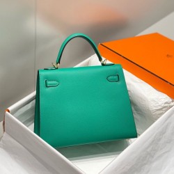 Premium Replica Hermes Sellier Kelly 25/28cm Epsom Bag Jade Green At Cheap Price