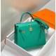 Premium Replica Hermes Sellier Kelly 25/28cm Epsom Bag Jade Green At Cheap Price