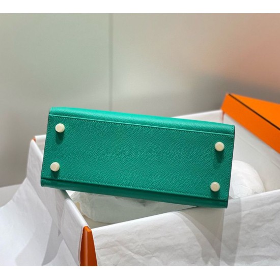 Premium Replica Hermes Sellier Kelly 25/28cm Epsom Bag Jade Green At Cheap Price