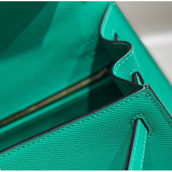 Premium Replica Hermes Sellier Kelly 25/28cm Epsom Bag Jade Green At Cheap Price