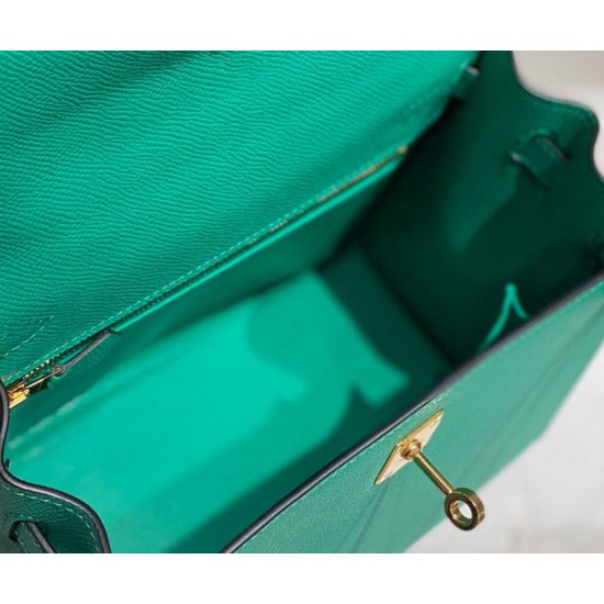 Premium Replica Hermes Sellier Kelly 25/28cm Epsom Bag Jade Green At Cheap Price