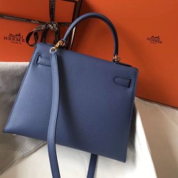 Premium Replica Hermes Kelly 28cm Epsom Blue GHW At Cheap Price