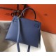 Premium Replica Hermes Kelly 28cm Epsom Blue GHW At Cheap Price