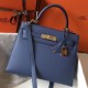 Premium Replica Hermes Kelly 28cm Epsom Blue GHW At Cheap Price