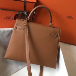 Premium Replica Hermes Kelly 28cm Epsom Brown GHW At Cheap Price