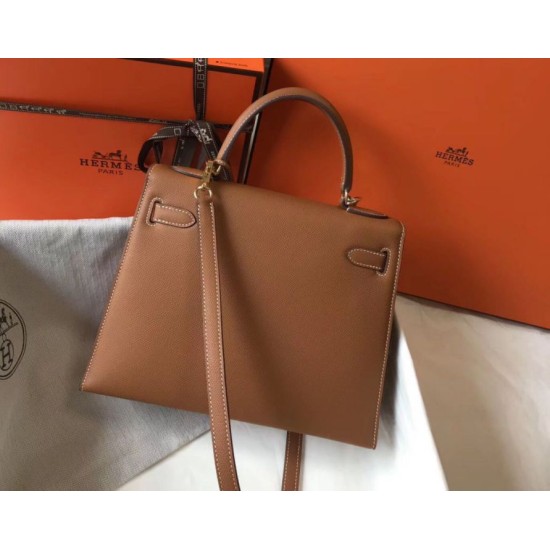 Premium Replica Hermes Kelly 28cm Epsom Brown GHW At Cheap Price