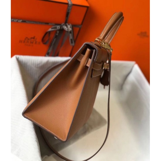 Premium Replica Hermes Kelly 28cm Epsom Brown GHW At Cheap Price