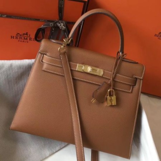 Premium Replica Hermes Kelly 28cm Epsom Brown GHW At Cheap Price