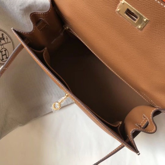 Premium Replica Hermes Kelly 28cm Epsom Brown GHW At Cheap Price