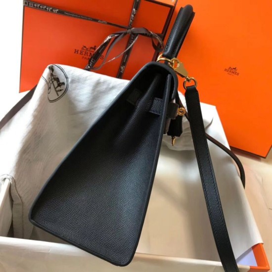 Premium Replica Hermes Kelly 28cm Epsom Blue PHW At Cheap Price
