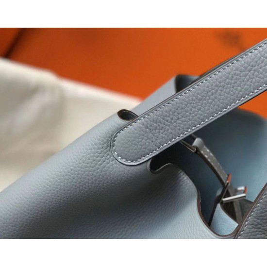 Premium Replica Hermes Picotin Lock 18/22 Tote Bag Blue Clemence At Cheap Price