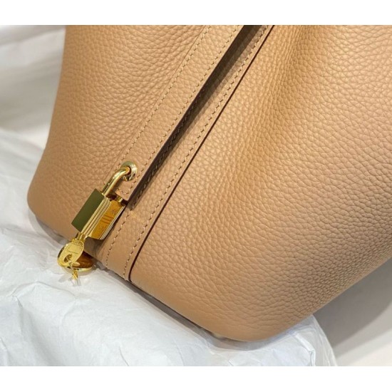 Premium Replica Hermes Picotin Lock 18/22 Tote Bag Brown Clemence At Cheap Price