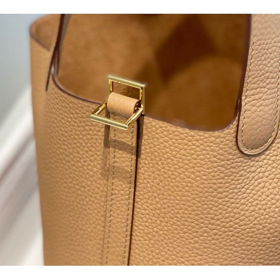 Premium Replica Hermes Picotin Lock 18/22 Tote Bag Brown Clemence At Cheap Price