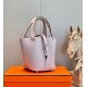 Premium Replica Hermes Picotin Lock 18/22 Tote Bag Pale Mauve Clemence At Cheap Price