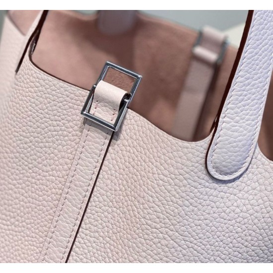 Premium Replica Hermes Picotin Lock 18/22 Tote Bag Pale Mauve Clemence At Cheap Price