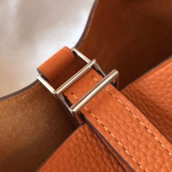 Premium Replica Hermes Picotin Lock 18/22 Tote Bag Orange Clemence At Cheap Price