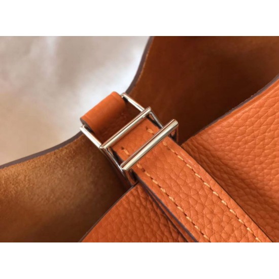 Premium Replica Hermes Picotin Lock 18/22 Tote Bag Orange Clemence At Cheap Price